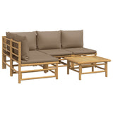 5 Piece Garden Lounge Set with Taupe Cushions  Bamboo - Side View
