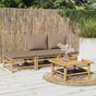 4 Piece Garden Lounge Set with Taupe Cushions Bamboo