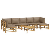 8 Piece Garden Lounge Set with Taupe Cushions Bamboo