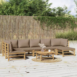 8 Piece Garden Lounge Set with Taupe Cushions Bamboo