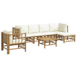 7 Piece Garden Lounge Set with Cream White Cushions  Bamboo - Side View