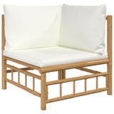 8 Piece Garden Lounge Set with Cream White Cushions Bamboo - Top-Down View