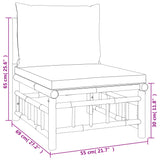 8 Piece Garden Lounge Set with Cream White Cushions  Bamboo - Extra Image