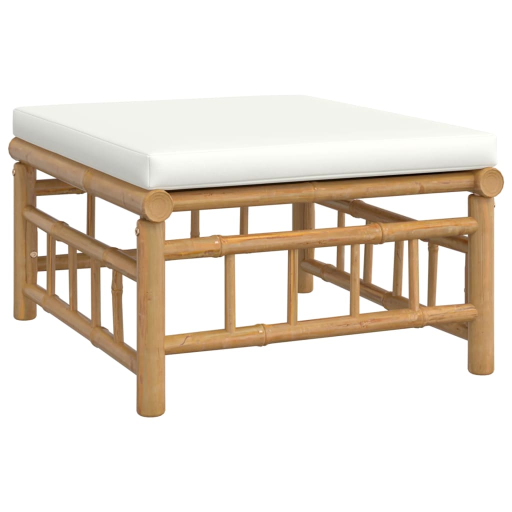 12 Piece Garden Lounge Set with Cream White Cushions Bamboo