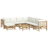 9 Piece Garden Lounge Set with Cream White Cushions Bamboo - Side View