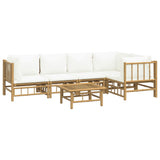 6 Piece Garden Lounge Set with Cream White Cushions  Bamboo - Side View