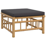 4 Piece Garden Lounge Set with Dark Grey Cushions Bamboo