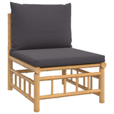 8 Piece Garden Lounge Set with Dark Grey Cushions  Bamboo - 45-Degree Angle