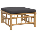 8 Piece Garden Lounge Set with Dark Grey Cushions  Bamboo - Close-Up Angle
