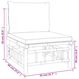 8 Piece Garden Lounge Set with Dark Grey Cushions  Bamboo - Extra Image