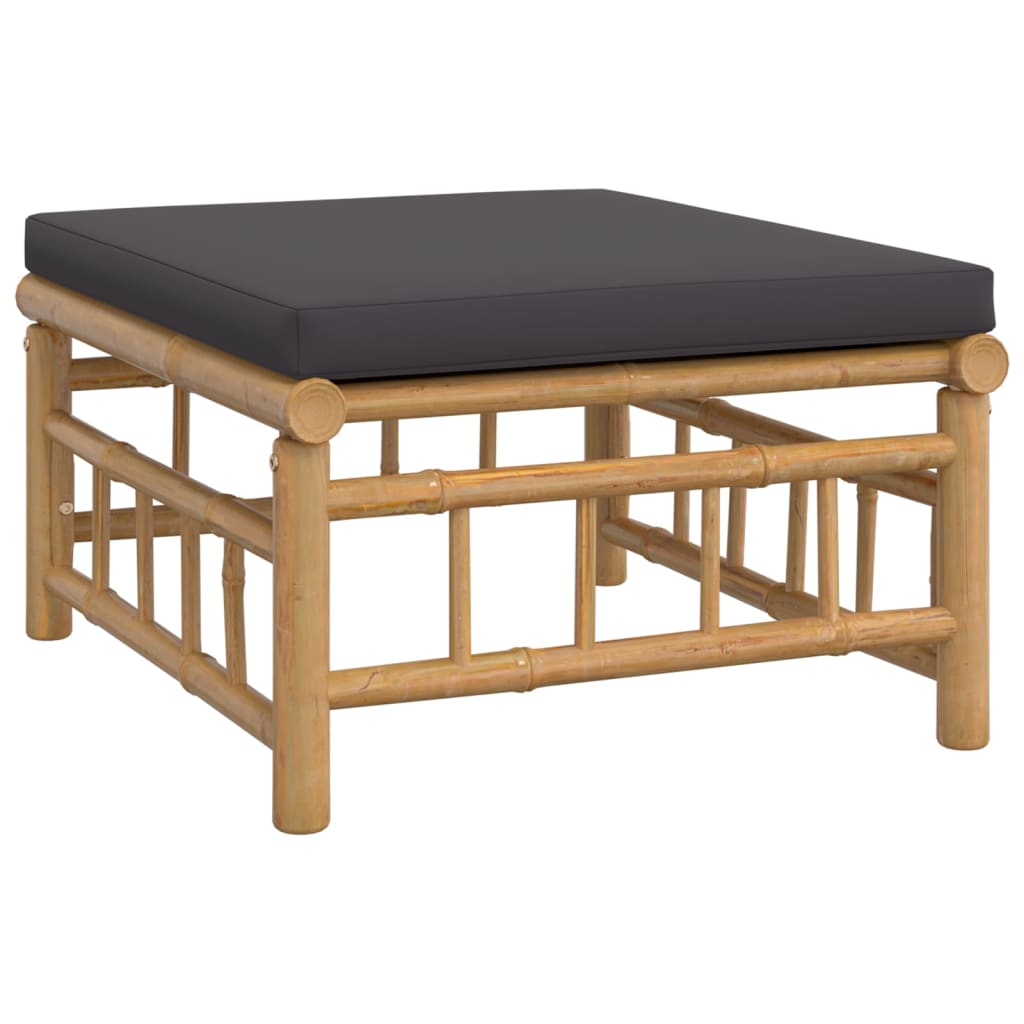 8 Piece Garden Lounge Set with Dark Grey Cushions Bamboo