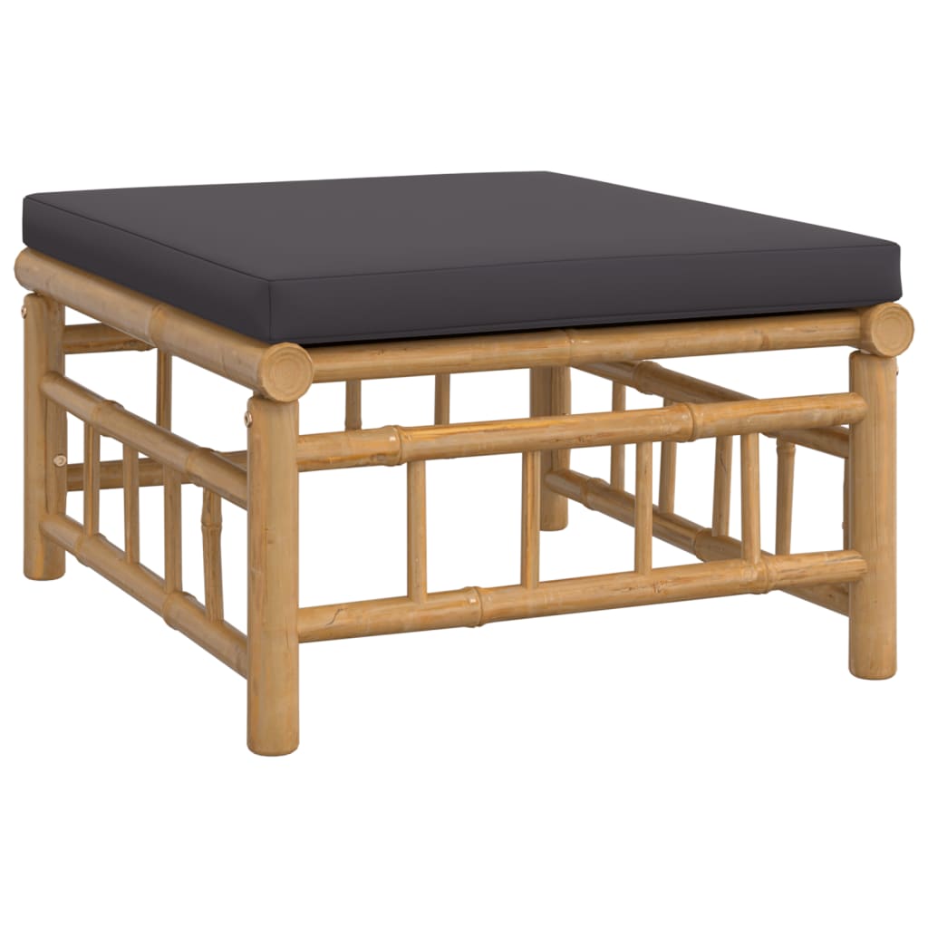 10 Piece Garden Lounge Set with Dark Grey Cushions Bamboo