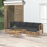 7 Piece Garden Lounge Set with Dark Grey Cushions Bamboo