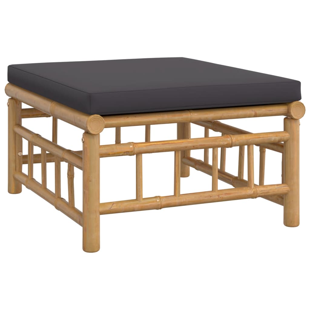 6 Piece Garden Lounge Set with Dark Grey Cushions Bamboo