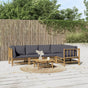 6 Piece Garden Lounge Set with Dark Grey Cushions Bamboo