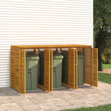 Triple Garbage Bin Shed 210x89x117 cm Solid Wood Acacia - 45-Degree Angle