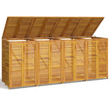 Quadruple Garbage Bin Shed 280x89x117 cm Solid Wood Acacia - Front View