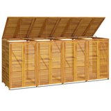 Quadruple Garbage Bin Shed 280x89x117 cm Solid Wood Acacia - Side View