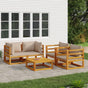 5 Piece Garden Lounge Set with Taupe Cushions Solid Wood