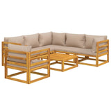 7 Piece Garden Lounge Set with Taupe Cushions Solid Wood - Side View