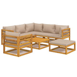 8 Piece Garden Lounge Set with Taupe Cushions Solid Wood - Front View