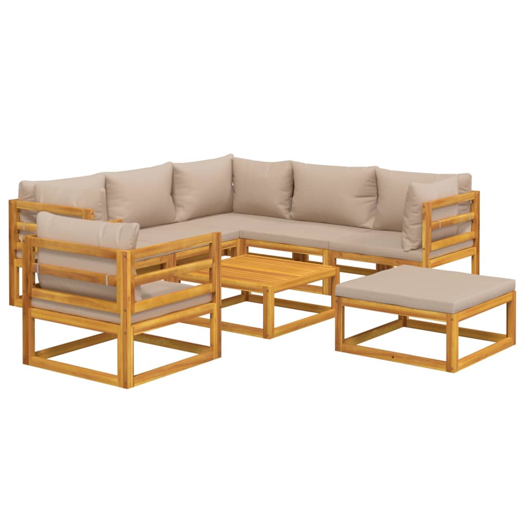 8 Piece Garden Lounge Set with Taupe Cushions Solid Wood