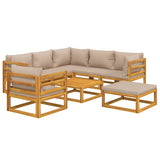 8 Piece Garden Lounge Set with Taupe Cushions Solid Wood