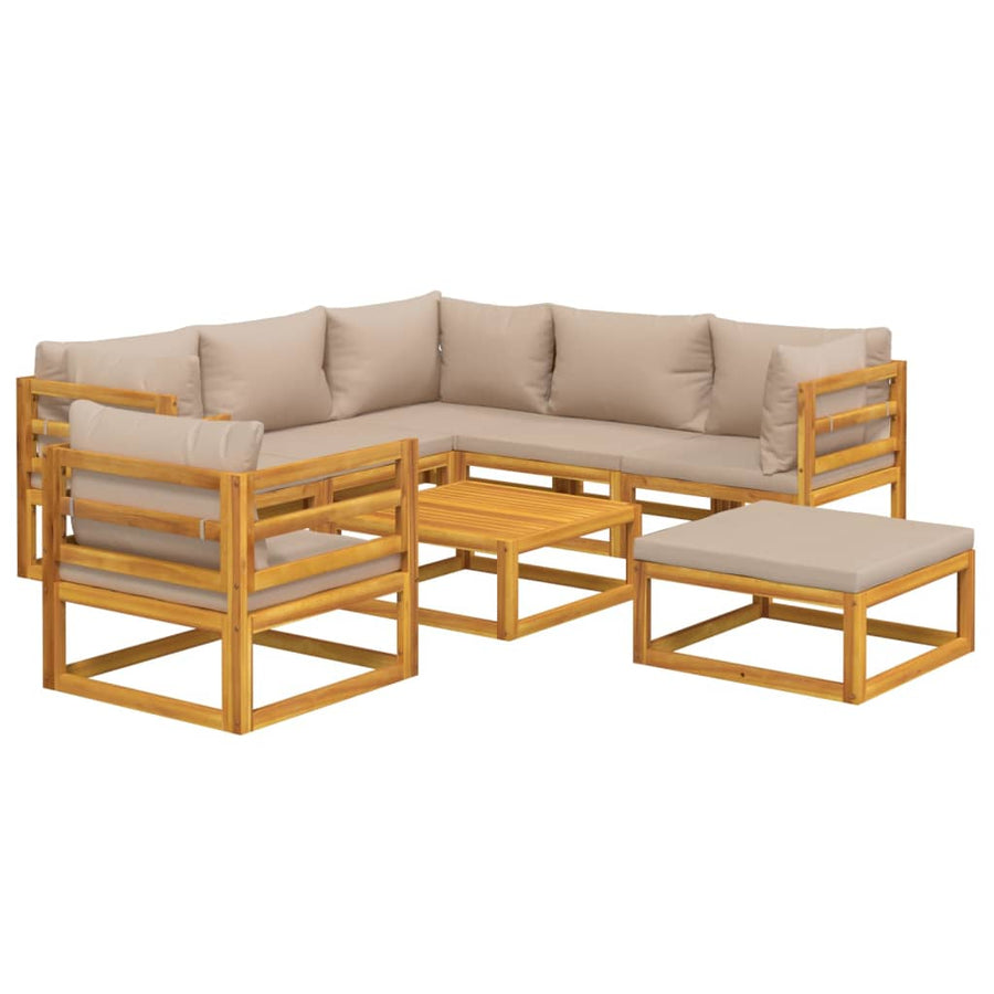 8 Piece Garden Lounge Set with Taupe Cushions Solid Wood