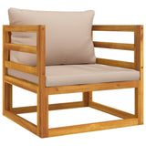 8 Piece Garden Lounge Set with Taupe Cushions Solid Wood - Rear View