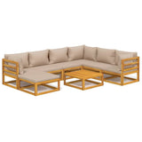 8 Piece Garden Lounge Set with Taupe Cushions Solid Wood