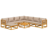 9 Piece Garden Lounge Set with Taupe Cushions Solid Wood - Side View