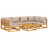 7 Piece Garden Lounge Set with Taupe Cushions Solid Wood - Side View