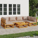 7 Piece Garden Lounge Set with Taupe Cushions Solid Wood
