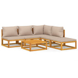 6 Piece Garden Lounge Set with Taupe Cushions Solid Wood
