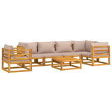 7 Piece Garden Lounge Set with Taupe Cushions Solid Wood - Side View