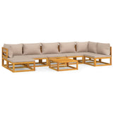 8 Piece Garden Lounge Set with Taupe Cushions Solid Wood - Front View