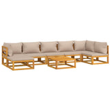 8 Piece Garden Lounge Set with Taupe Cushions Solid Wood