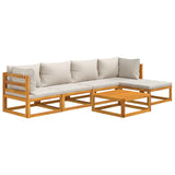 6 Piece Garden Lounge Set with Light Grey Cushions Solid Wood - Side View
