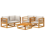 5 Piece Garden Lounge Set with Light Grey Cushions Solid Wood - Side View
