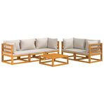 6 Piece Garden Lounge Set with Light Grey Cushions Solid Wood