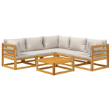 6 Piece Garden Lounge Set with Light Grey Cushions Solid Wood
