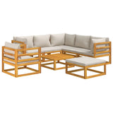 8 Piece Garden Lounge Set with Light Grey Cushions Solid Wood - Side View
