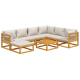 8 Piece Garden Lounge Set with Light Grey Cushions Solid Wood - Side View