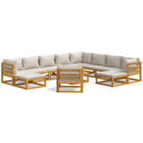 12 Piece Garden Lounge Set with Light Grey Cushions Solid Wood - Front View