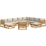 12 Piece Garden Lounge Set with Light Grey Cushions Solid Wood - Side View
