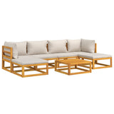7 Piece Garden Lounge Set with Light Grey Cushions Solid Wood - Side View