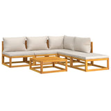 6 Piece Garden Lounge Set with Light Grey Cushions Solid Wood - Side View