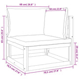 5 Piece Garden Lounge Set with Light Grey Cushions Solid Wood - Close-Up Angle
