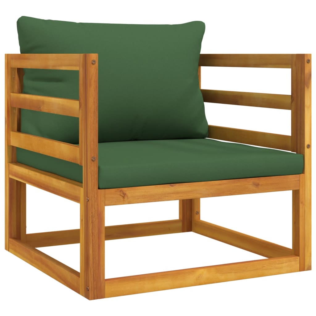 7 Piece Garden Lounge Set with Green Cushions Solid Wood