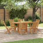 Garden Dining Set 7 pcs Brown Solid Teak wood